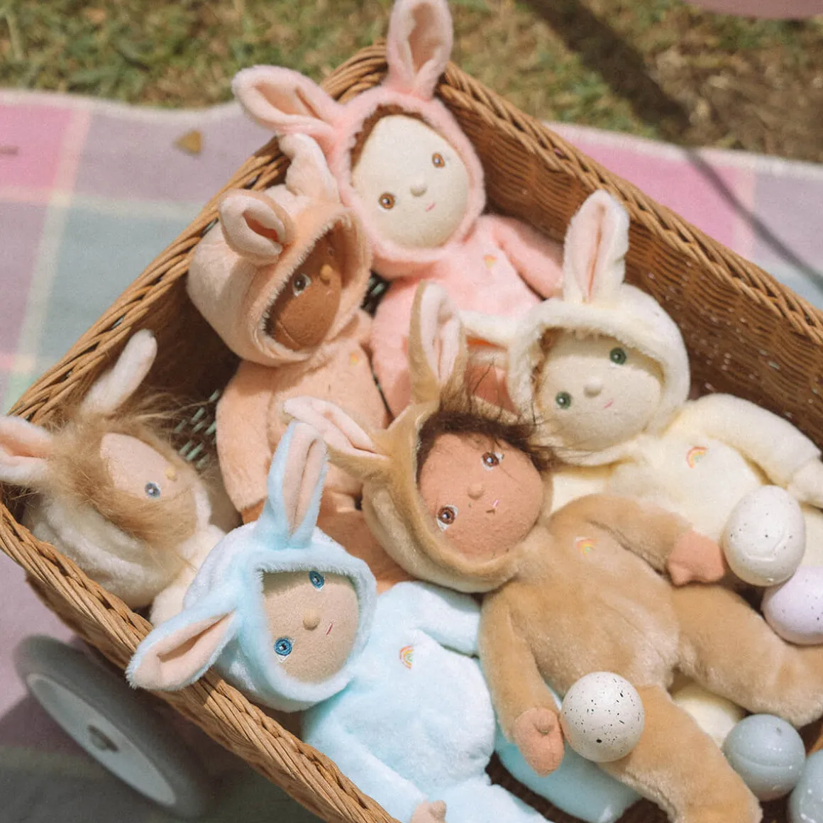 Bella Bunny Dinky Dinkum Fluffle Family Doll in Rose Pink by Olli Ella