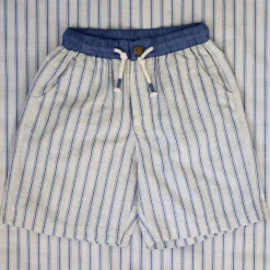 Bermuda Short in Blue Mattress Stripe by Bonjour - Last One In Stock - 2 Years