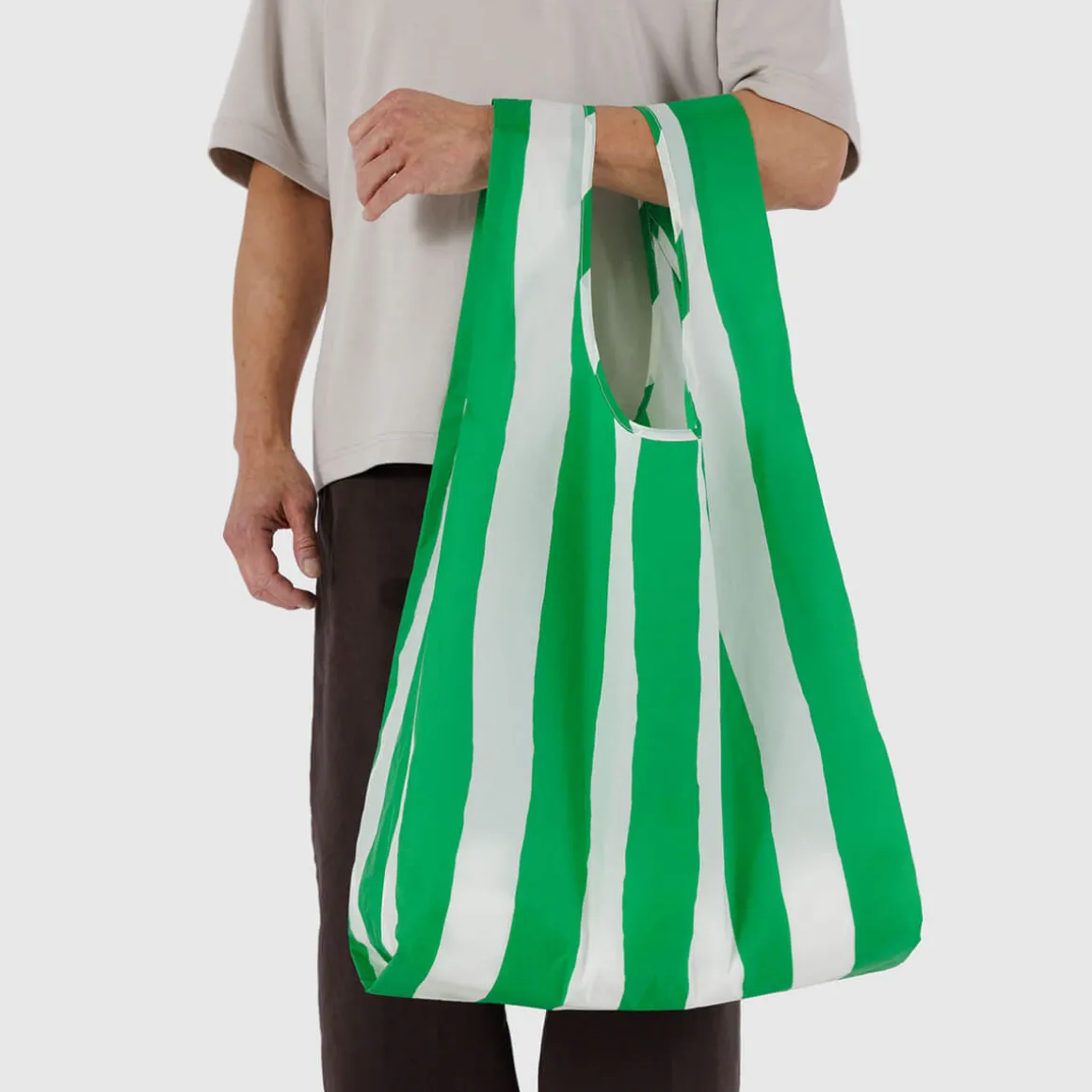 Big Bag in Green Painted Stripe by Baggu