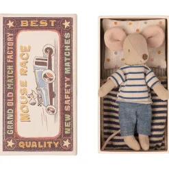 Big Brother Mouse in a Matchbox (Blue Striped Tee) by Maileg