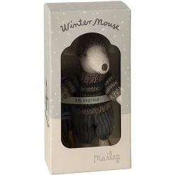 Big Brother Winter Mouse with Ski Set in Grey by Maileg