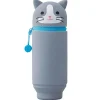 Big Grey Tuxedo Cat PuniLabo Stand Pen Case by Lihit Lab