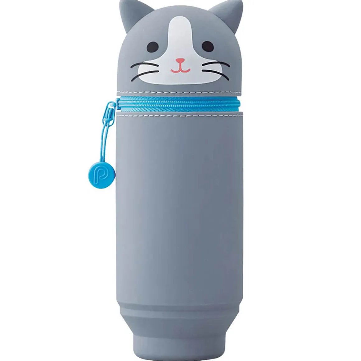 Big Grey Tuxedo Cat PuniLabo Stand Pen Case by Lihit Lab