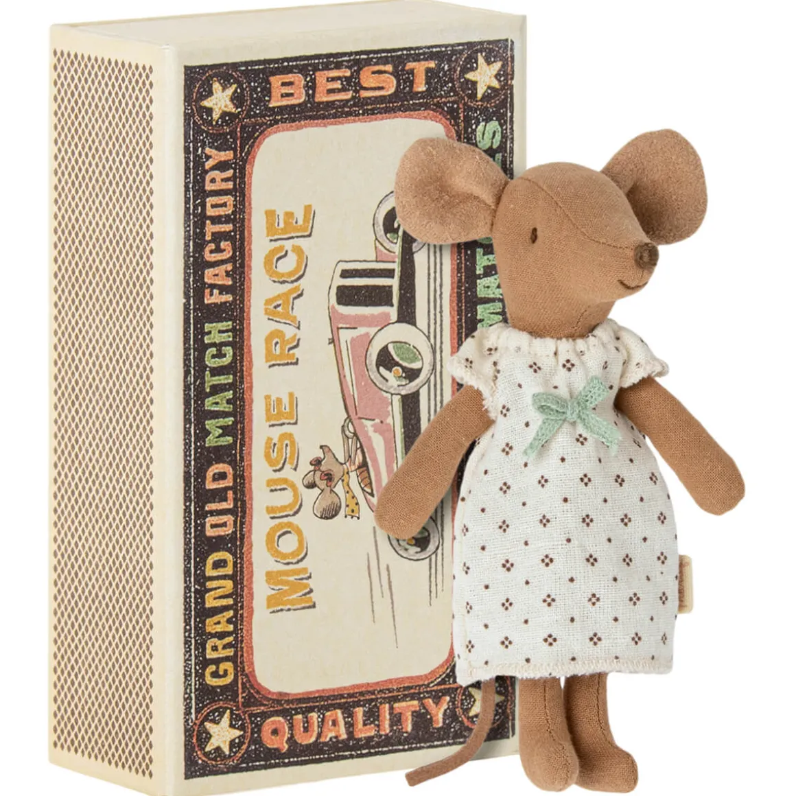 Big Sister Mouse in a Matchbox (Cream Nightdress) by Maileg