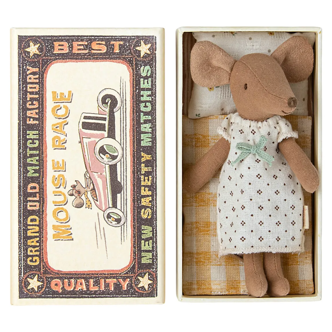 Big Sister Mouse in a Matchbox (Cream Nightdress) by Maileg
