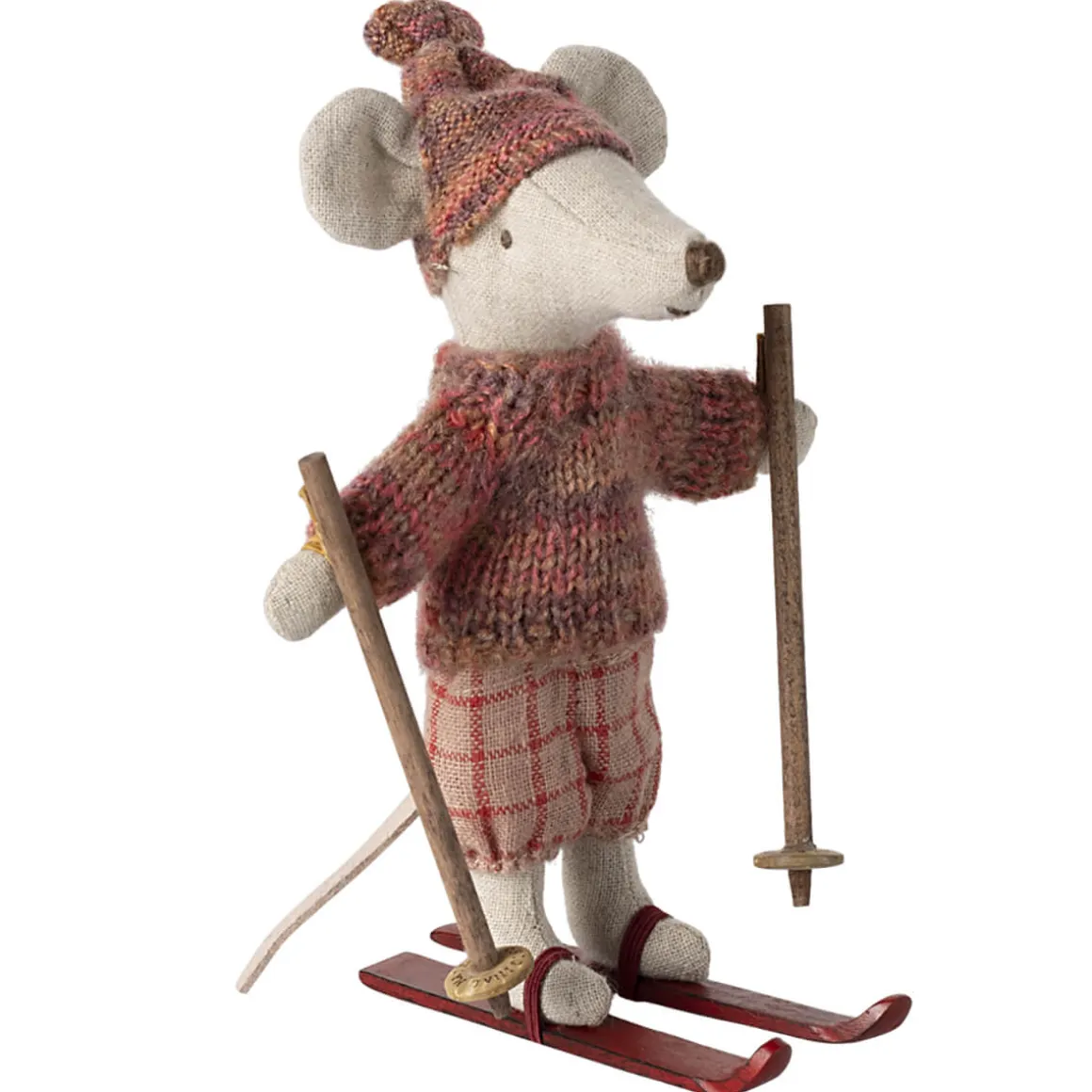 Big Sister Winter Mouse with Ski Set in Rose by Maileg