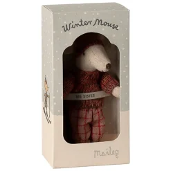Big Sister Winter Mouse with Ski Set in Rose by Maileg