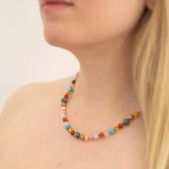 Billie Adult Necklace in Rainbow Gemstones by Nirrimis