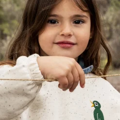 Bird Embroidered Sweatshirt in Off White by Mini Rodini