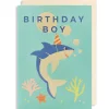 Birthday Boy Shark Greetings Card by Naomi Wilkinson for Lagom Design
