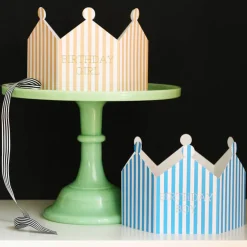 Birthday Girl Striped Crown Greetings Card by Nancy & Betty Studio