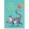 Birthday Lemur Greetings Card by Stormy Knight
