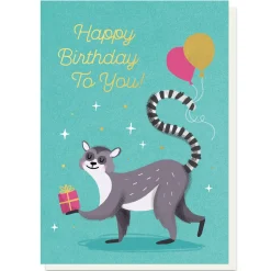 Birthday Lemur Greetings Card by Stormy Knight