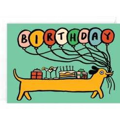 Birthday Sausage Dog Greetings Card by Alice Bowsher for Wrap