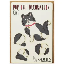Black And White Cat Pop Out Decoration And Greetings Card by The Pop Out Card Company
