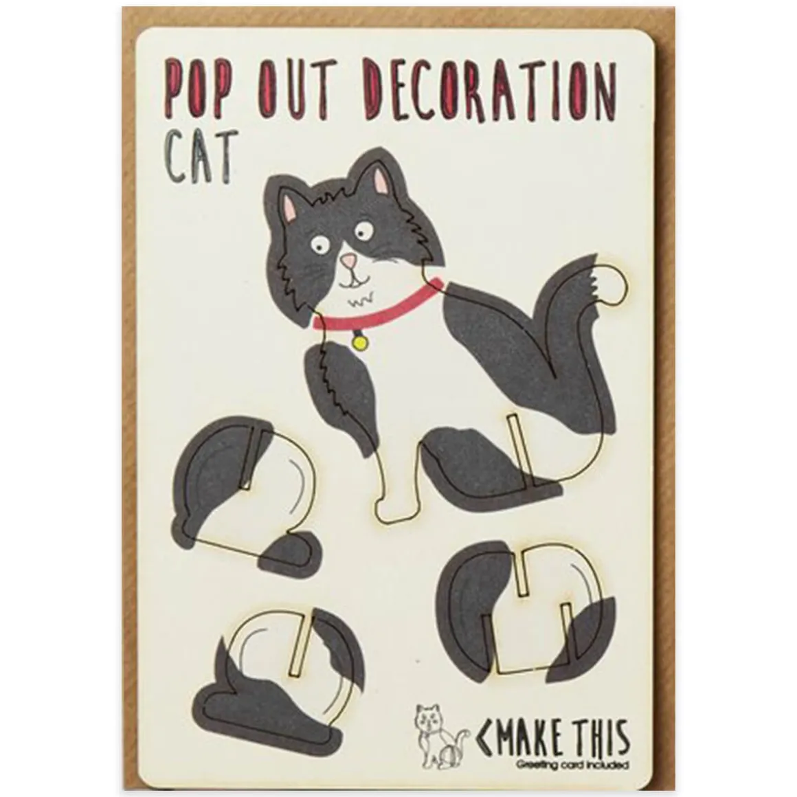 Black And White Cat Pop Out Decoration And Greetings Card by The Pop Out Card Company