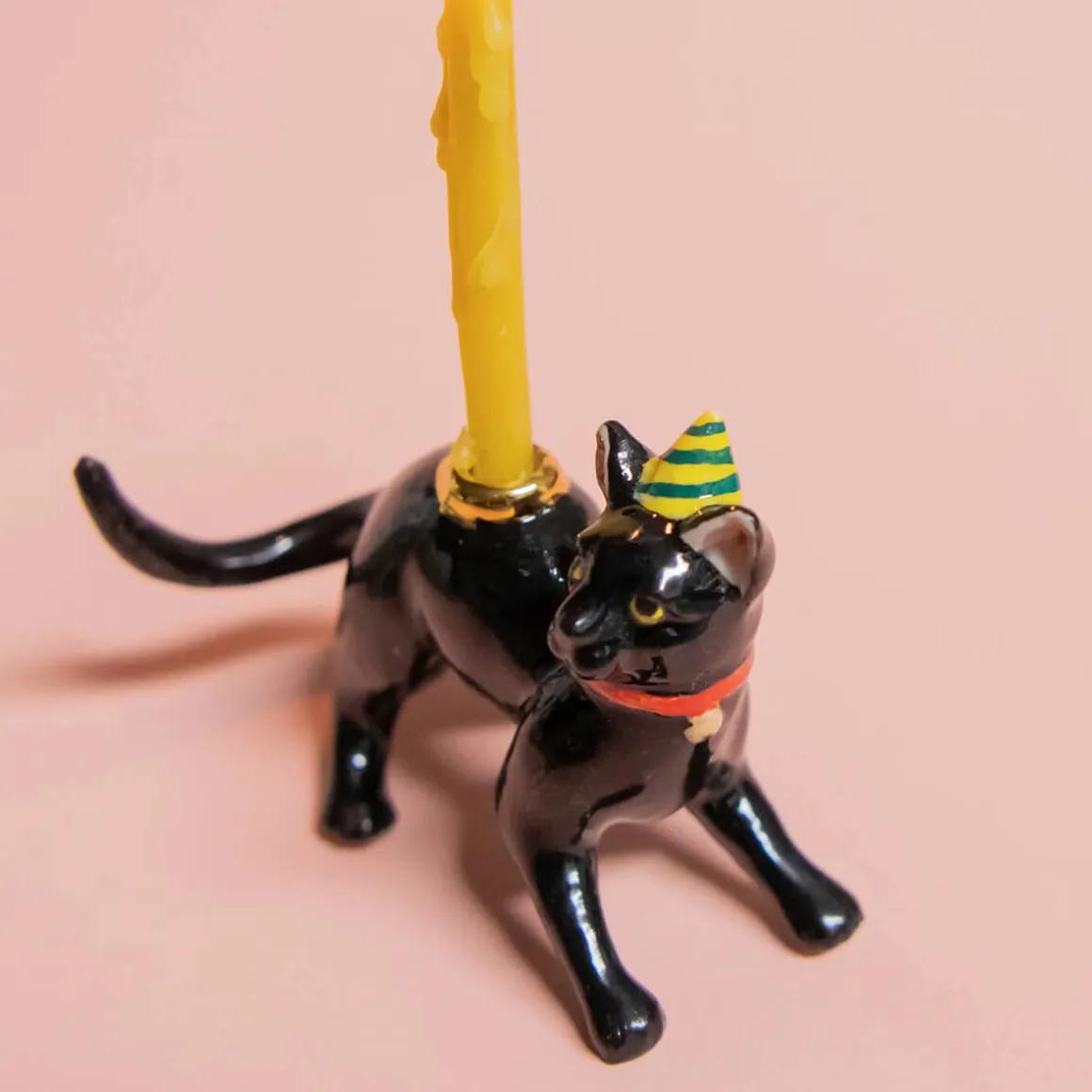 Black Cat Ceramic Cake Topper by Camp Hollow