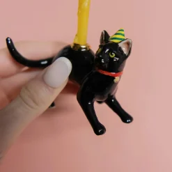 Black Cat Ceramic Cake Topper by Camp Hollow