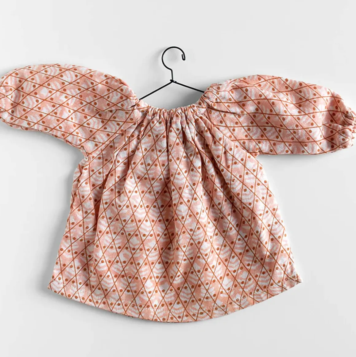 Block Print Dress in Pink Domino by Polka Dot Club