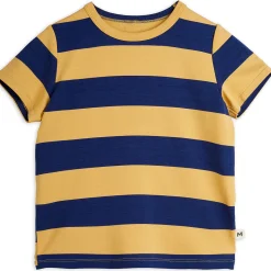 Block Stripe Tee in Beige by Mini Rodini