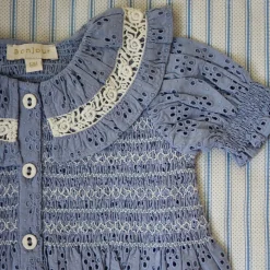 Blouse in Blue Broderie Anglaise by Bonjour