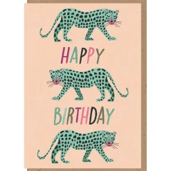 Blue Leopard Greetings Card by Elena Essex for Earlybird Designs