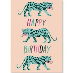 Blue Leopard Greetings Card by Elena Essex for Earlybird Designs