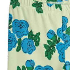Blue Roses AOP Leggings in Green by Mini Rodini