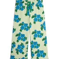 Blue Roses AOP Trousers in Green by Mini Rodini