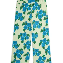 Blue Roses AOP Trousers in Green by Mini Rodini