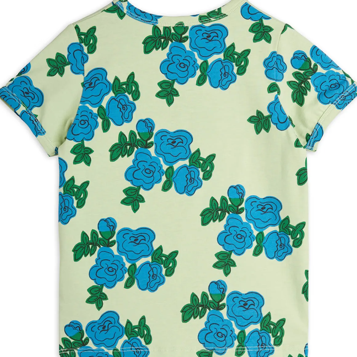 Blue Roses AOP T Shirt in Green by Mini Rodini