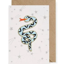 Blue Snake Iron On Patch Greetings Card by Petra Boase