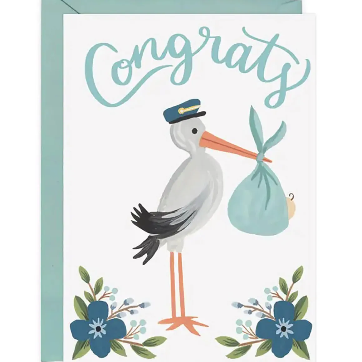 Blue Stork Baby Greetings Card by LoveLight Paper