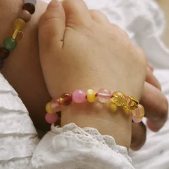 Bondi Kids Bracelet in Cherry Quartz And Amber by Nirrimis