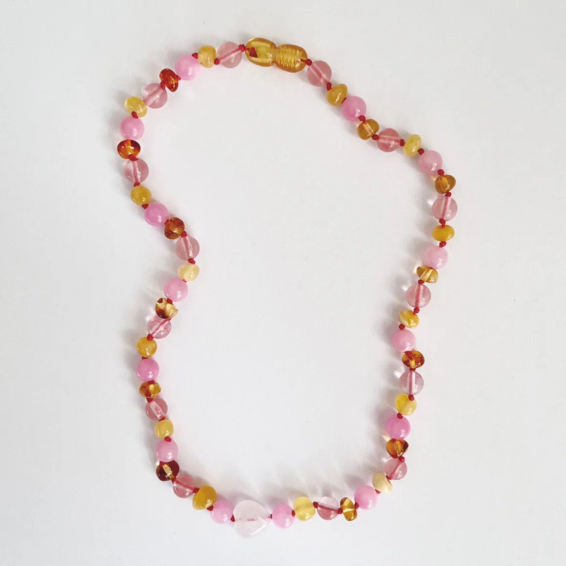 Bondi Kids Necklace in Cherry Quartz And Amber by Nirrimis