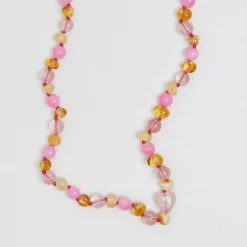 Bondi Kids Necklace in Cherry Quartz And Amber by Nirrimis