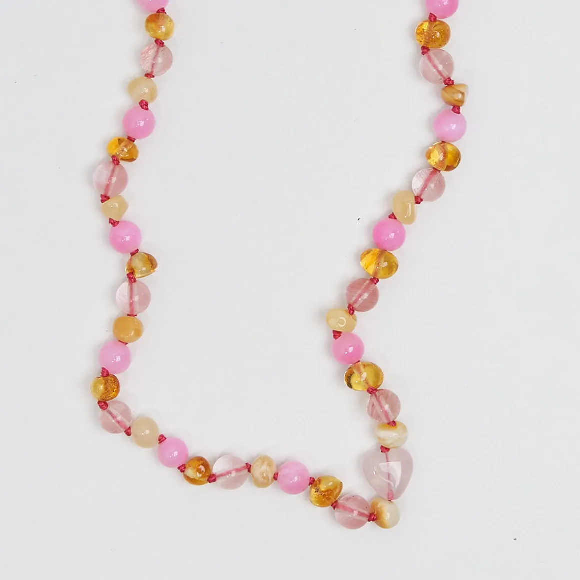 Bondi Kids Necklace in Cherry Quartz And Amber by Nirrimis