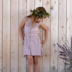 Botanical Crochet Dress in Lilac by Iver & Isla