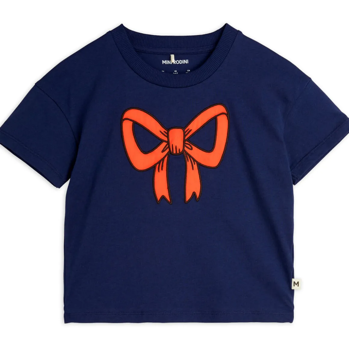 Bow Appliqué T Shirt in Blue by Mini Rodini