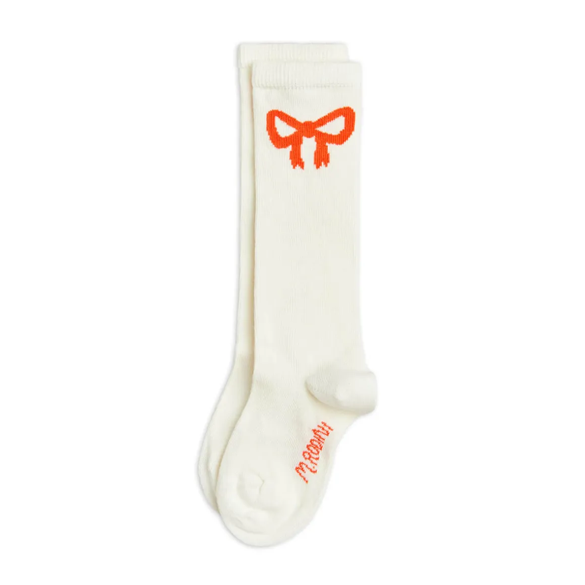 Bow Knee High Socks in Off White by Mini Rodini