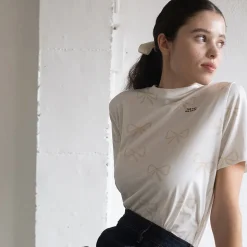 Bows Tee in Off White by The Tiny Big Sister