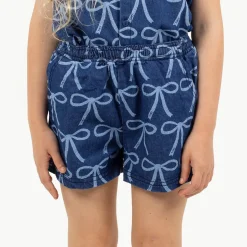 Bows Woven Shorts in Blue Denim by Tinycottons