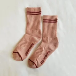 Boyfriend Adult Socks in Vintage Pink by Le Bon Shoppe
