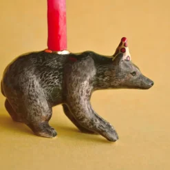 Brown Bear Ceramic Cake Topper by Camp Hollow