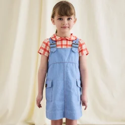 Buckle Jumper Dress in Baby Blue by Misha & Puff