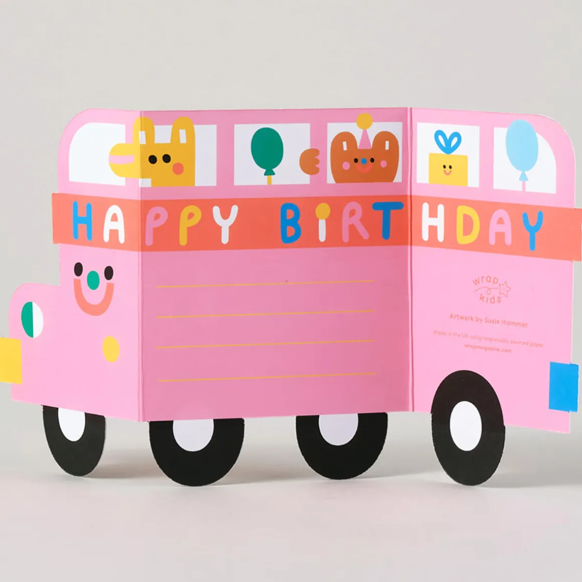 Bus Fold Out Birthday Greetings Card by Susie Hammer for Wrap