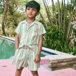 Cabana Short in Mojave Watercolour Stripe by Misha & Puff