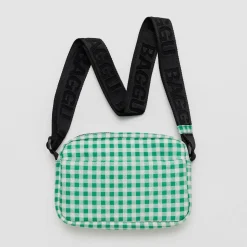 Camera Crossbody Bag in Green Gingham by Baggu