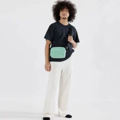 Camera Crossbody Bag in Green Gingham by Baggu