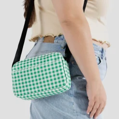 Camera Crossbody Bag in Green Gingham by Baggu